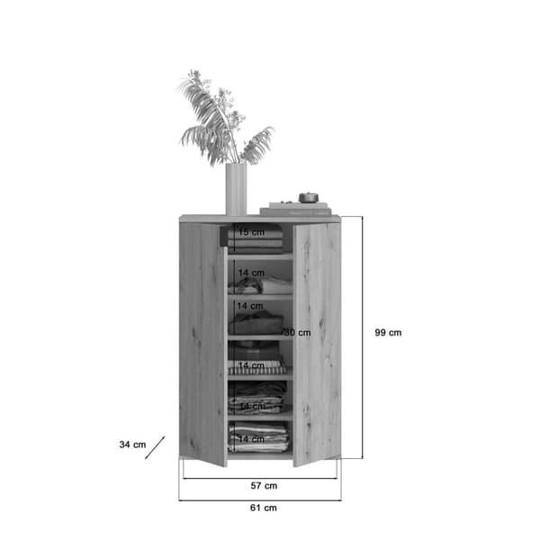 ProjektX kommode 2+2 dørs 4 dører eik dekor.