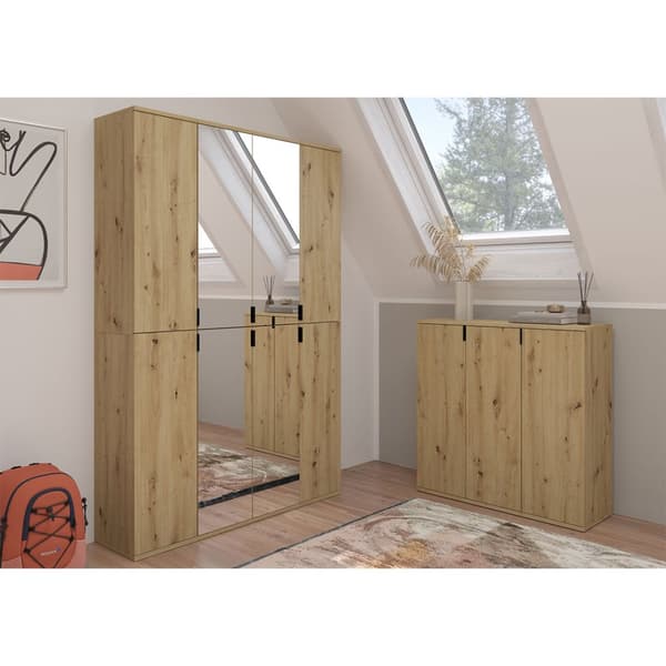 ProjektX kommode 2+2 dørs 4 dører eik dekor.