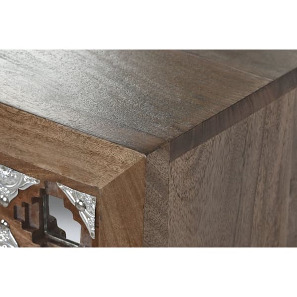 Lipasto Home ESPRIT Ruskea Musta Hopeinen Mangopuu Peili Intialainen mies 80 x 38 x 80 cm