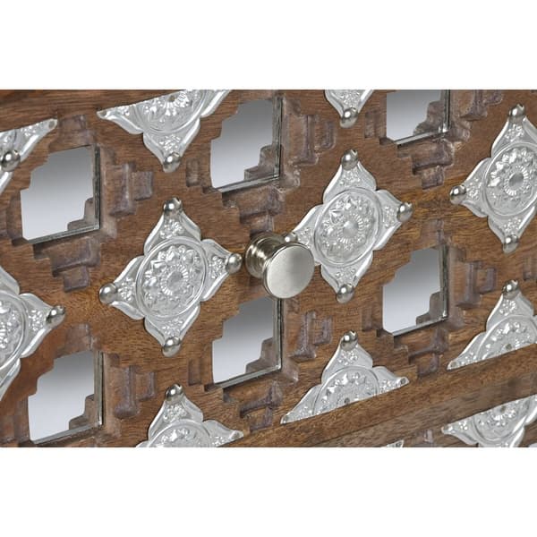 Lipasto Home ESPRIT Ruskea Musta Hopeinen Mangopuu Peili Intialainen mies 80 x 38 x 80 cm