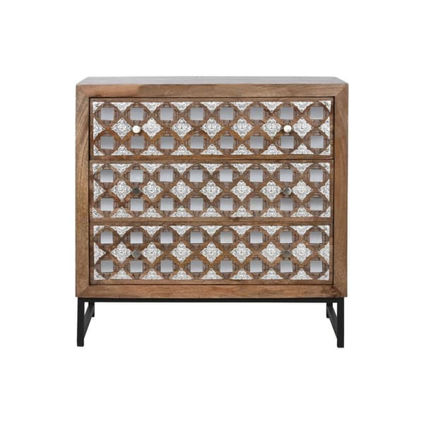 Lipasto Home ESPRIT Ruskea Musta Hopeinen Mangopuu Peili Intialainen mies 80 x 38 x 80 cm