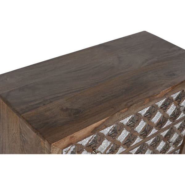 Lipasto Home ESPRIT Ruskea Musta Hopeinen Mangopuu Peili Intialainen mies 80 x 38 x 80 cm
