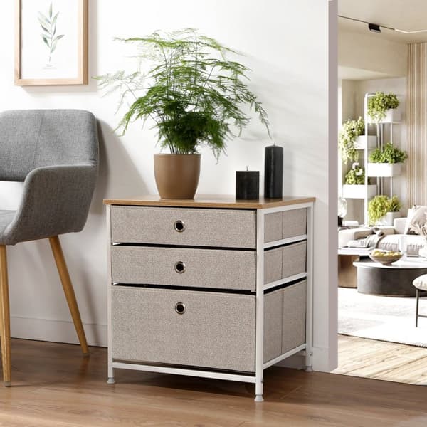 3-lådors byrå i lätt fibertyg - L48 cm