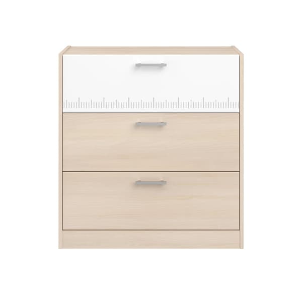 Byrå med 3 lådor Ljus trä och vit dekor L78 cm - Charly