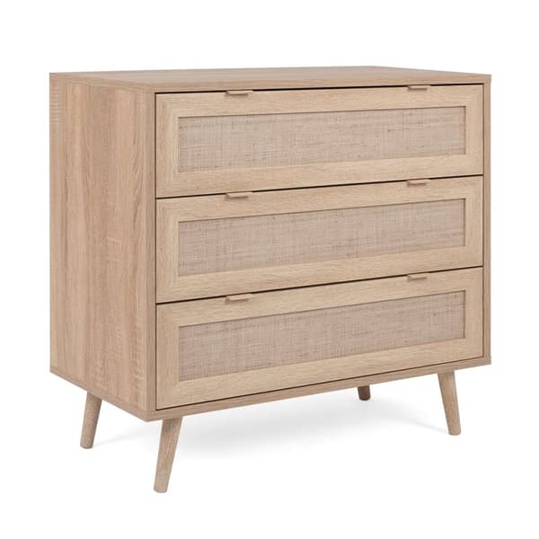 Byrå med 3 lådor L80 cm - Rottingtryck - BALI