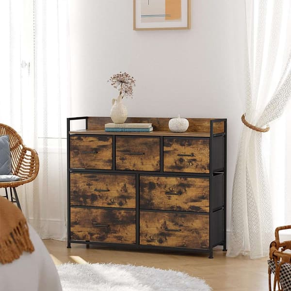 Lastskåp - byrå - med 7 lådor - vintage brun / svart