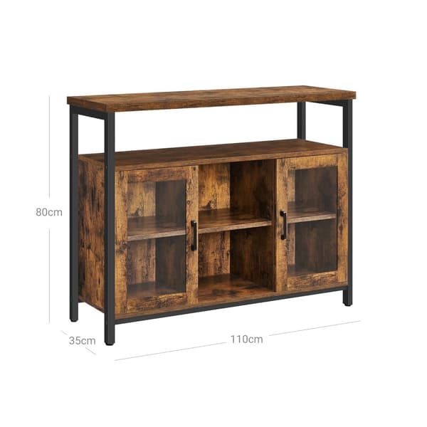 Sidan - förvaringsskåp med glasdörrar - 100 x 35 x 80 cm - brunt