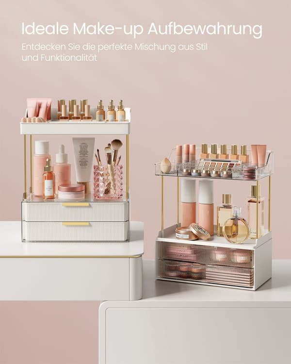 Rootz Makeup Organizer - Kosmetisk opbevaring - Makeup Caddy - PET Plast - Stål - 20 cm x 32 cm x 39,1 cm - Cloud White