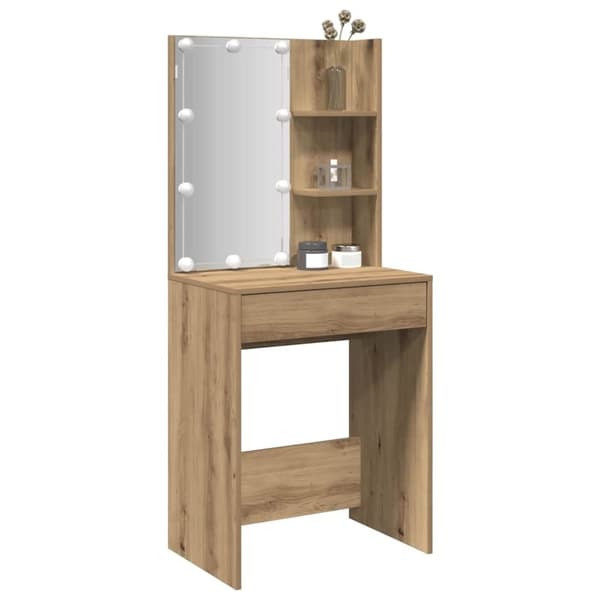 vidaXL Sminkbord med LED artisan ek 60x40x140 cm
