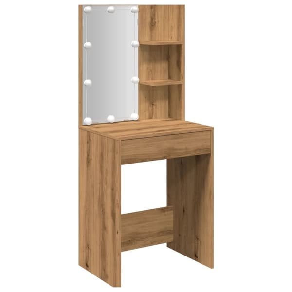 vidaXL makeupbord med LED-lys 60x40x140 cm kunsteg