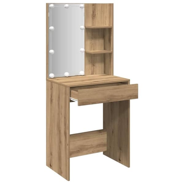 vidaXL makeupbord med LED-lys 60x40x140 cm kunsteg
