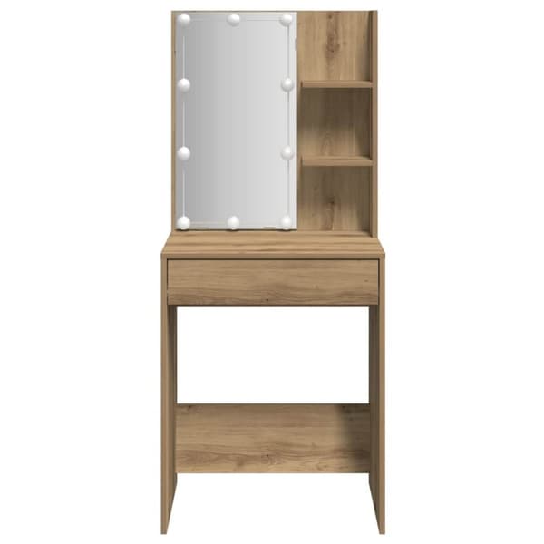 vidaXL makeupbord med LED-lys 60x40x140 cm kunsteg