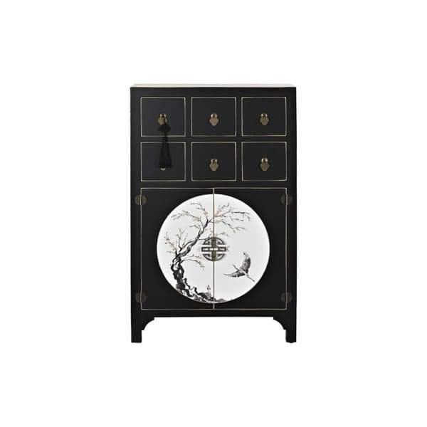 Kommode DKD Home Decor Svart Gyllen Gran Tre MDF Orientalsk 63 x 28 x 101 cm