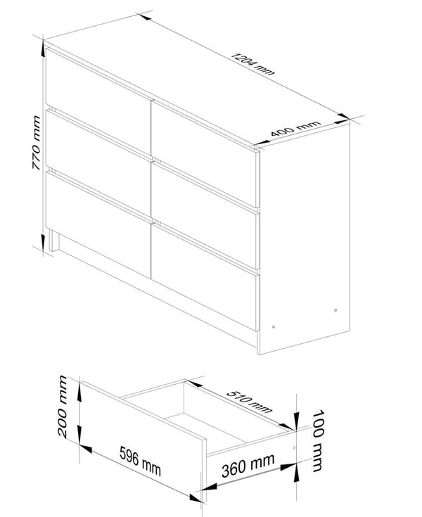 KOMMODE K120 6SZ CLP HVID
