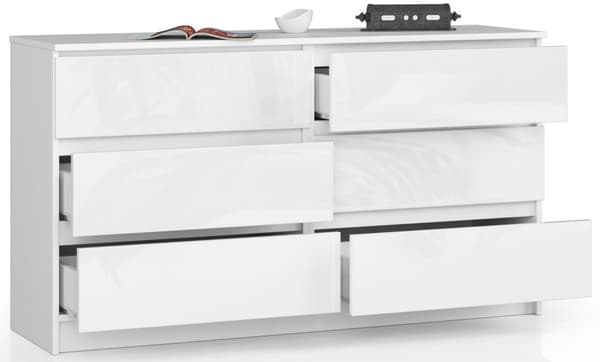 KOMMODE K140 6SZ CLP HVID HØJGLANS