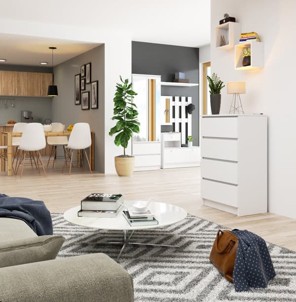 KOMMODE K 60 cm 4 LÅDOR VIT