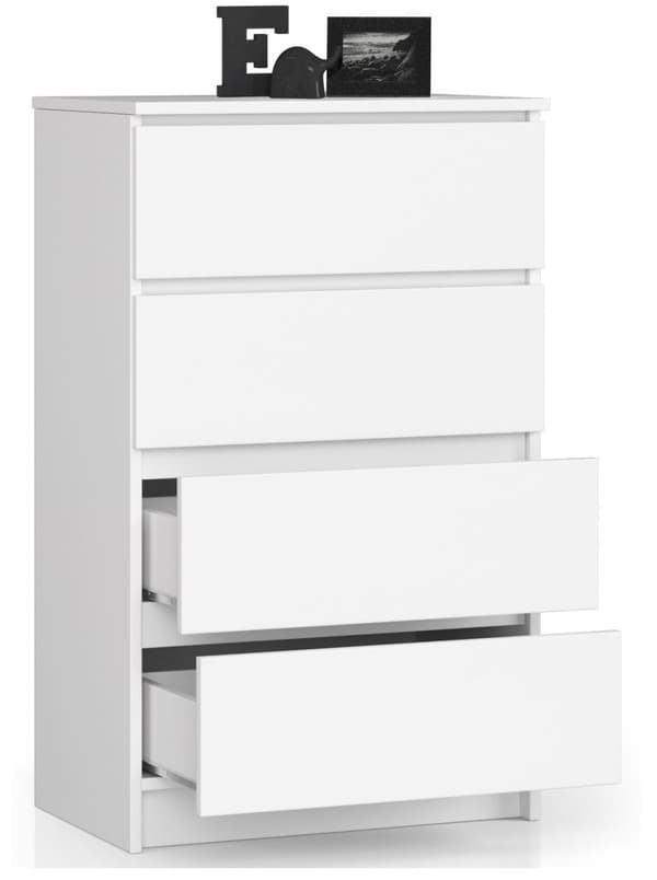 KOMMODE K 60 cm 4 LÅDOR VIT