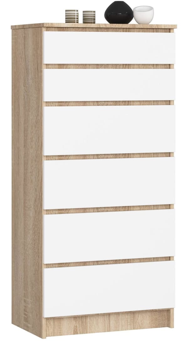 KOMMOD K60 6SZ CLP DåB SONOMA / VIT