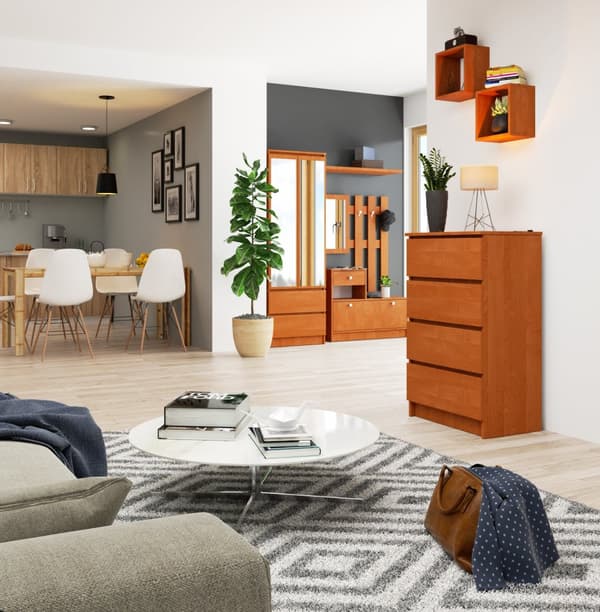 KOMMODE K 60 cm 4 SKUFFE VALNØDDER