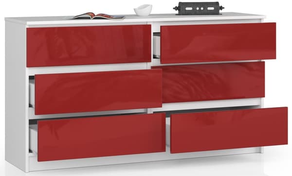 KOMMODE K140 6SZ CLP RØD GLANS