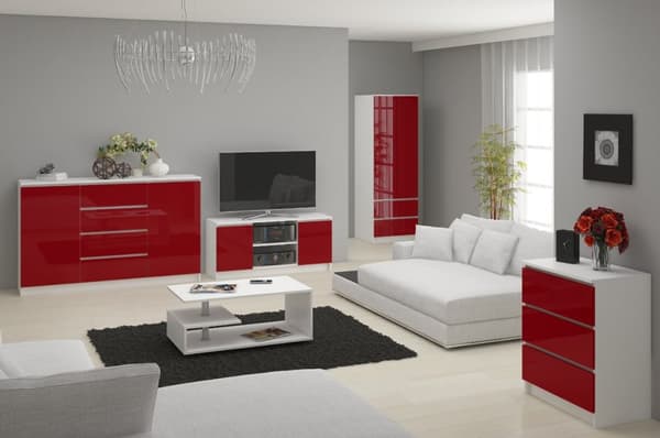 KOMMODE K140 8SZ CLP RØD GLANS