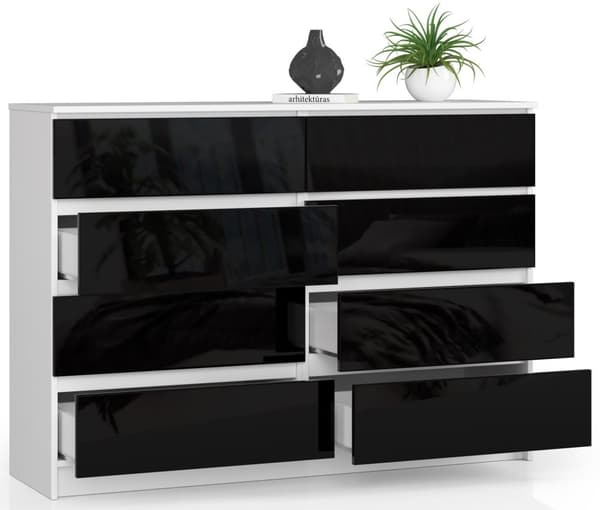 KOMMODE K140 8SZ CLP SORT HØJGLANS