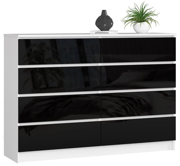 KOMMODE K140 8SZ CLP SORT HØJGLANS