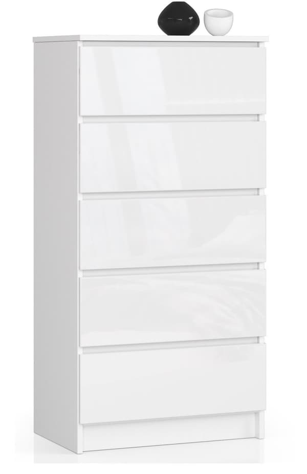 KOMMODE K60 5SK CLP HVID HØJGLANSET
