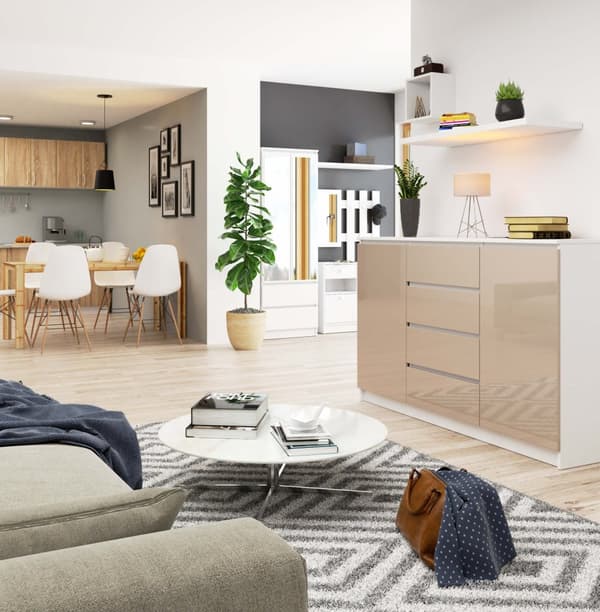 KOMMODE K160 2D 4SZ CLP CAPPUCCINO GLANSEDE