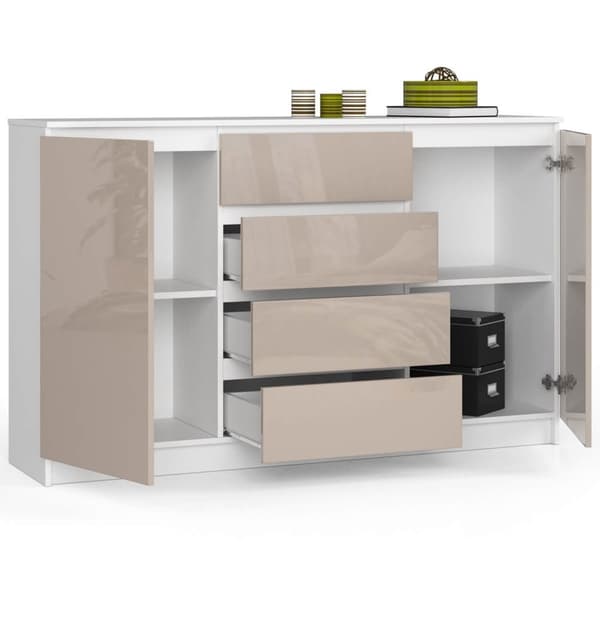 KOMMODE K160 2D 4SZ CLP CAPPUCCINO GLANSEDE