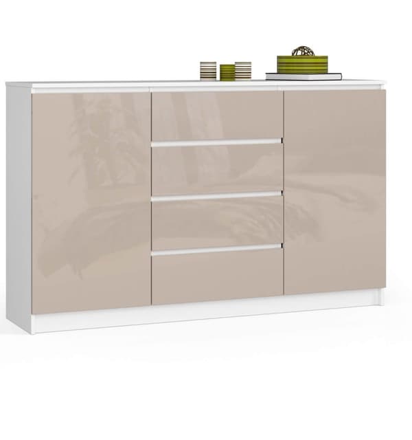 KOMMODE K160 2D 4SZ CLP CAPPUCCINO GLANSEDE
