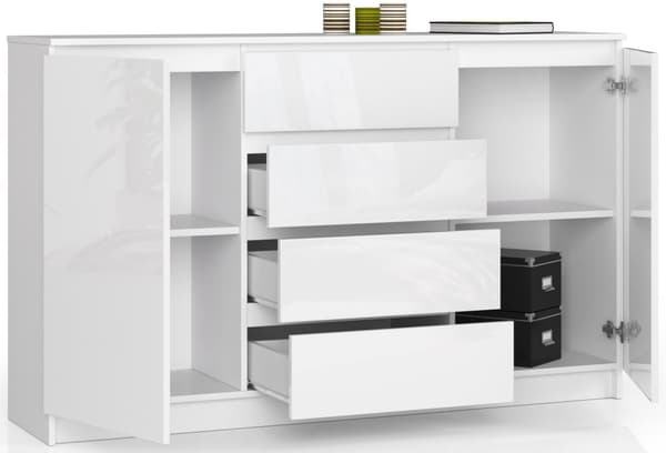 KOMMODE K160 2D 4SZ CLP HVID GLANS