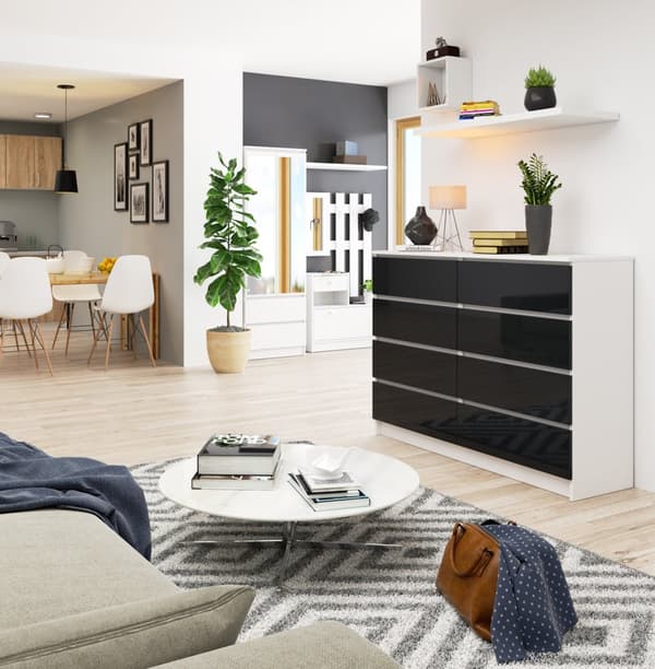 KOMMODE K140 8SZ CLP GRAFIT HØJGLANS
