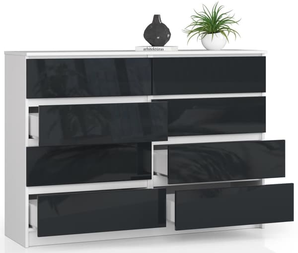 KOMMODE K140 8SZ CLP GRAFIT HØJGLANS