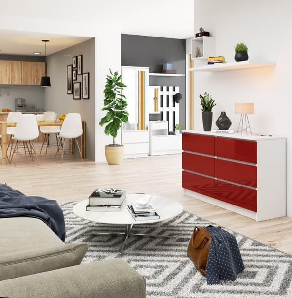 KOMMODE K120 6SZ CLP RØD GLANS