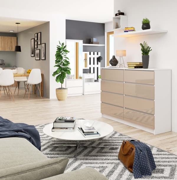 KOMMODE K140 8SZ CLP CAPPUCCINO GLANSEDE