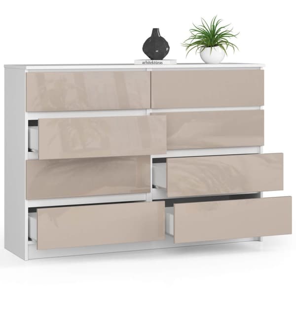KOMMODE K140 8SZ CLP CAPPUCCINO GLANSEDE