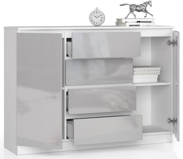 KOMMODE K140 2D 4SZ CLP METALISK GLANS