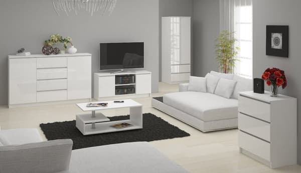 KOMMODE K140 2D 4SZ CLP HVID HØJGLANSET