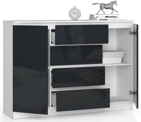 KOMMODE K140 2D 4SZ CLP GRAFIT HØJGLANS