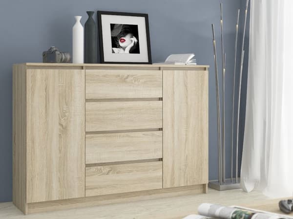 KOMMODE K140 2D 4SZ CLP DÆRM SONOMA
