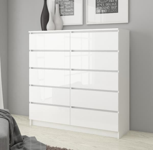 KOMMODE K120 10SK CLP HVID HØJGLANS