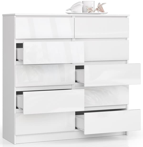 KOMMODE K120 10SK CLP HVID HØJGLANS