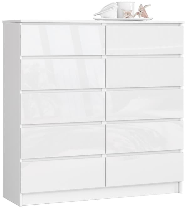 KOMMODE K120 10SK CLP HVID HØJGLANS