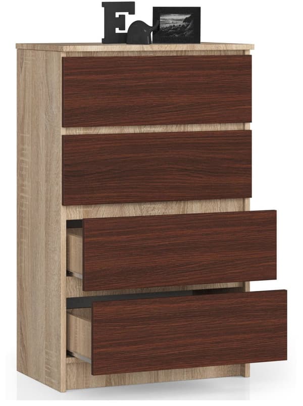 KOMMOD K 60 cm 4 LÅDOR SONOMA / WENGE