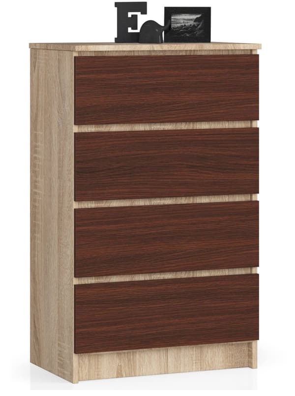 KOMMOD K 60 cm 4 LÅDOR SONOMA / WENGE