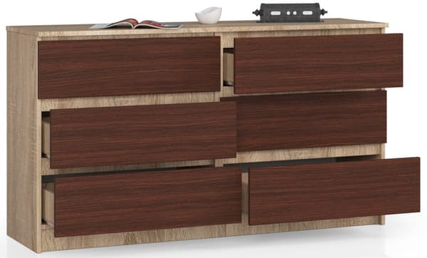 KOMMODE K140 6SZ CLP DĄB SONOMA / WENGE