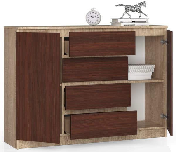 KOMMODE K140 2D 4SZ CLP DÆK SONOMA / WENGE