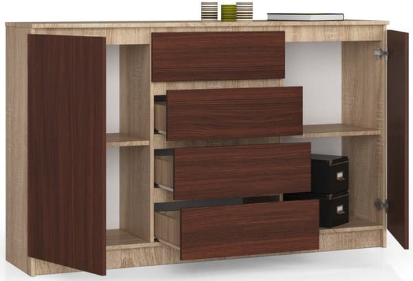 KOMMODE K160 2D 4SZ CLP DĄB SONOMA / WENGE