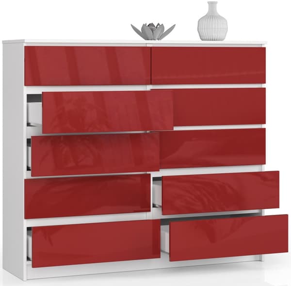 KOMMODE K140 10SZ CLP RÖD HIGH GLOSS